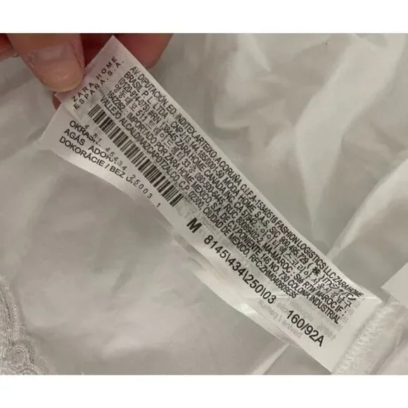 Zara Home Womens Cotton Robe Medium M Tie Waist Lace trim Classic 8148/434 NWT - Picture 6 of 11